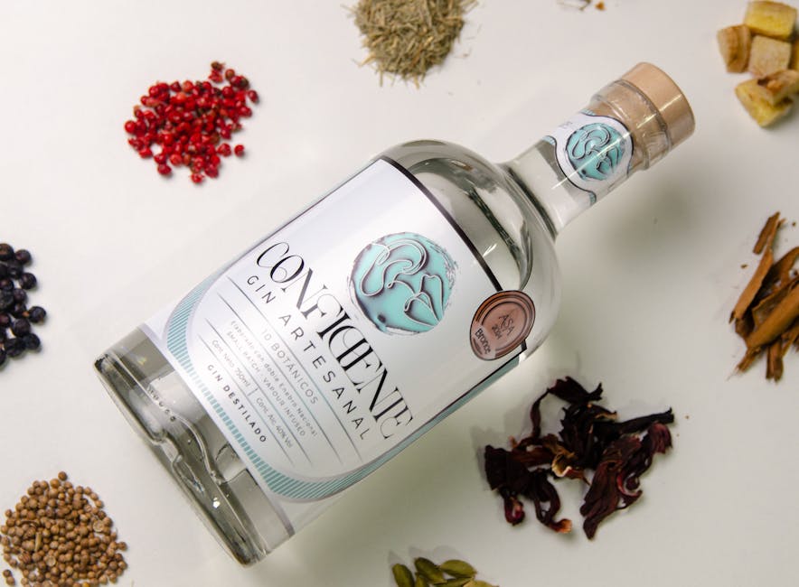 European craft gin distillery bottles botanicals artisan
