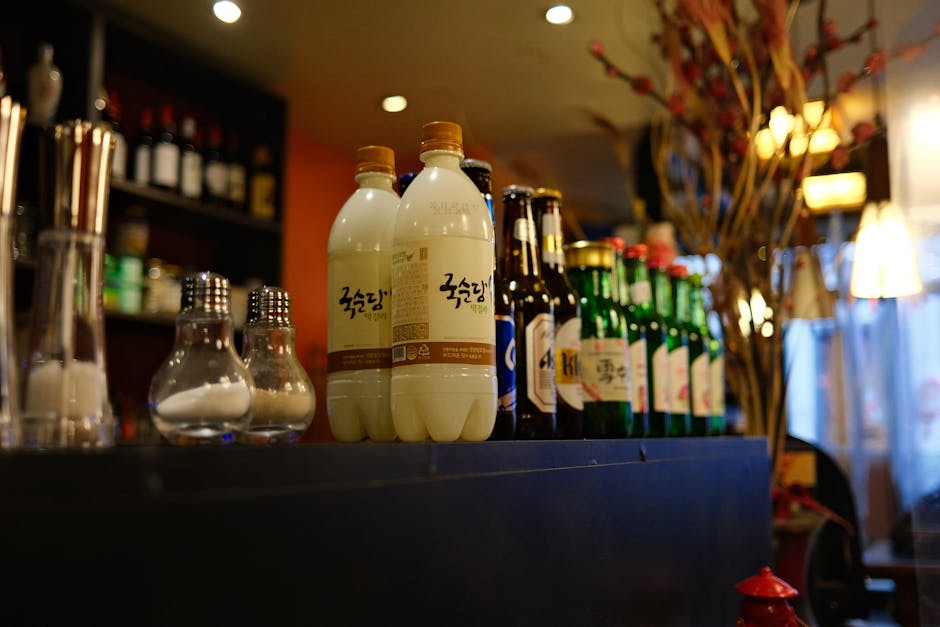Japanese sake ceramic bottle izakaya versus Korean makgeolli bowl pojangmacha side by side