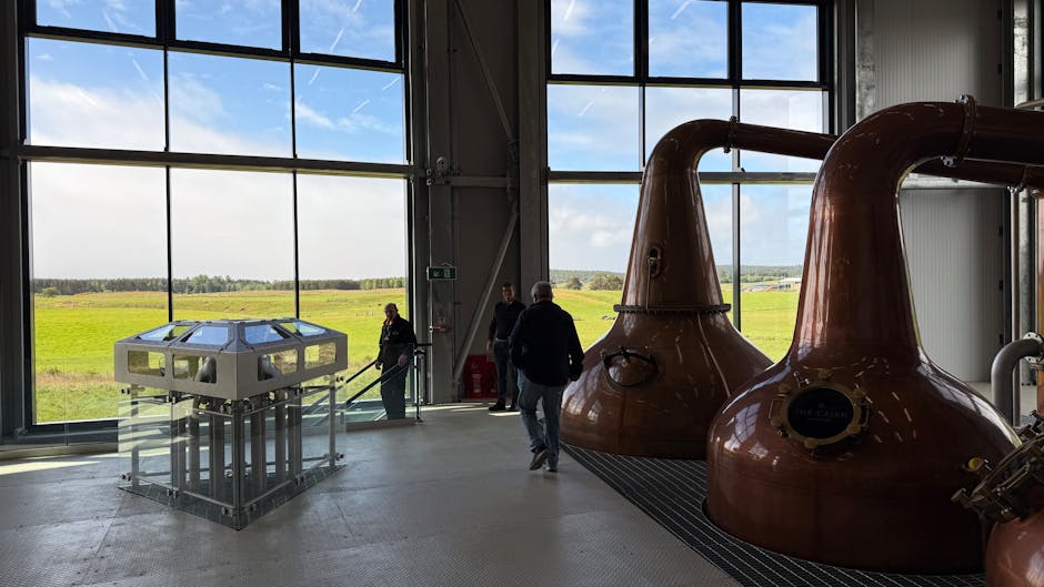 Islay whisky distillery coastal landscape, Speyside distillery river valley Scotland