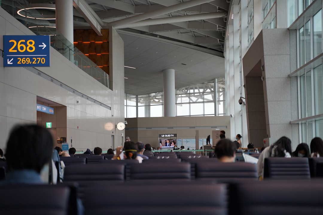 Incheon Airport duty free shopping, Korea airport terminal interior lounge